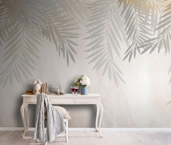 Shadow of leaves on a wall Wall murals Shadow of leaves on a wall