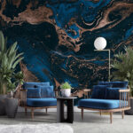 Wall murals Blue and brown liquid