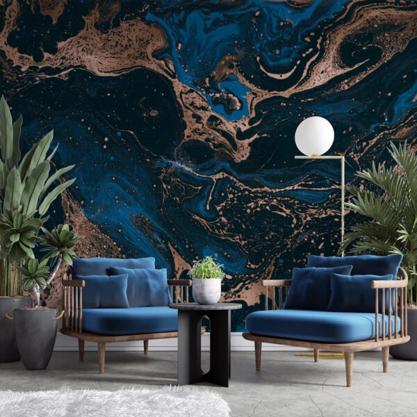 Blue and brown liquid Wall murals Blue and brown liquid