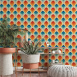 Wall murals Pattern of orange and blue leaves