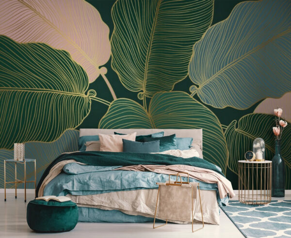 Tropical leaves in artful design Wall murals Tropical leaves in artful design