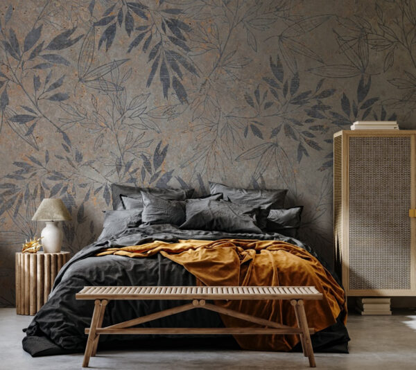 Natural foliage pattern on textured background Wall murals Natural foliage pattern on textured background