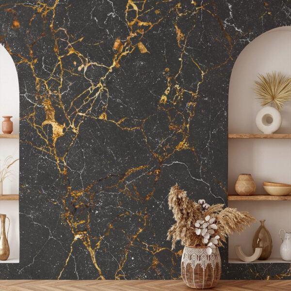 Elegant black marble with veins Wall murals Elegant black marble with veins