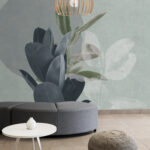 Wall mural Green leaves with a minimalist touch