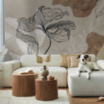 Wall murals Elegant line art floral design
