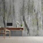 Wall murals Painting of trees with leaves