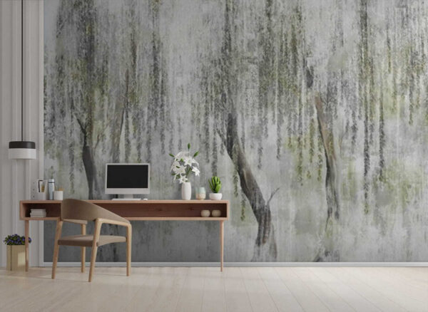 Painting of trees with leaves Wall murals Painting of trees with leaves
