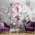Wall murals Soft peonies on textured background