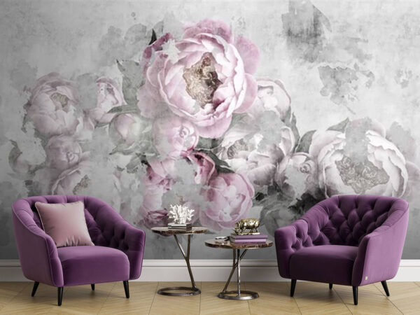 Soft peonies on textured background Wall murals Soft peonies on textured background