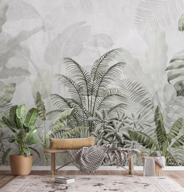 Lush greenery with tropical leaves Wall murals Lush greenery with tropical leaves