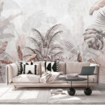 Wall mural Muted tropical leaves in soft hues