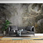 Wall murals Tropical artwork with palm trees.