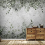 Wall murals Tropical leaves on textured background.
