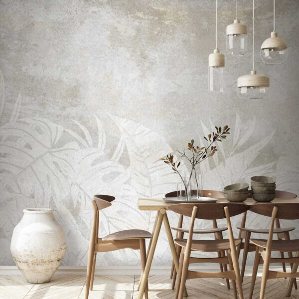 Tropical leaves with textured background Wall murals Tropical leaves with textured background