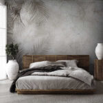 Wall murals Palm leaf patterns on textured wall