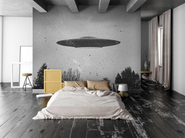 Ufo flying over trees Wall murals Ufo flying over trees