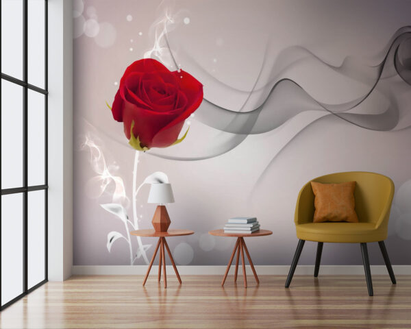 Red rose with smoke Wall murals Red rose with smoke