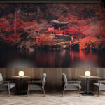 Wall murals Body of water with rocks and trees