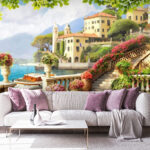 Wall murals Pot with pink flowers