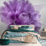 Wall murals Purple flower with paint splashes