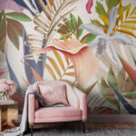 Wall murals Colorful tropical leaves and flowers.