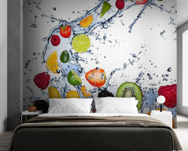 Fruit splashing into water Wall murals Fruit splashing into water
