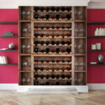Wall murals Wine bottles and glasses on shelves.