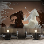 Wall murals Horse with milk splashing around it