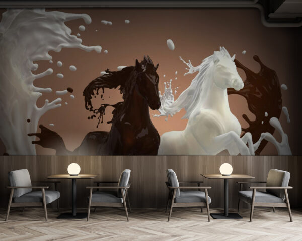 Horse with milk splashing around it Wall murals Horse with milk splashing around it