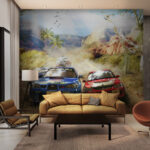 Wall murals Rally cars race through the desert