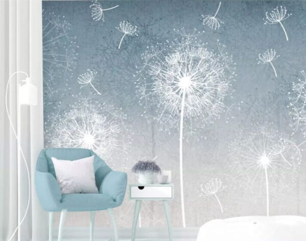 White dandelions in the air Wall murals White dandelions in the air