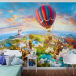 Wall murals Hot air balloon over a landscape