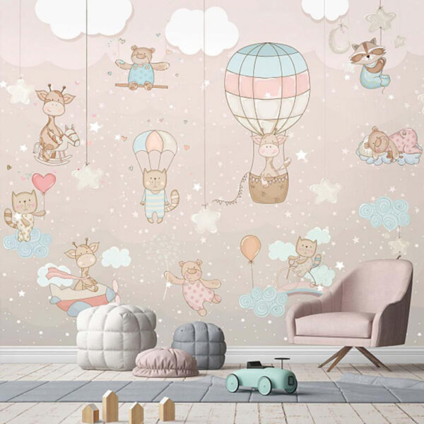 Wall mural of animals and balloons Wall murals Wall mural of animals and balloons