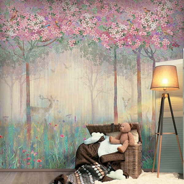 Painting of birds on a tree Wall murals Painting of birds on a tree