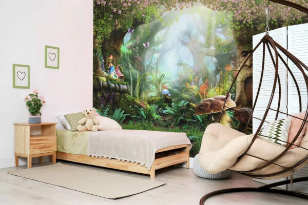 Mushroom house in the grass Wall murals Mushroom house in the grass
