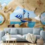 Wall murals Sailing adventures on a treasure map