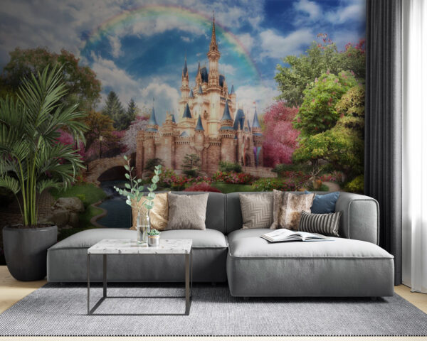 Castle with a rainbow in the sky Wall murals Castle with a rainbow in the sky