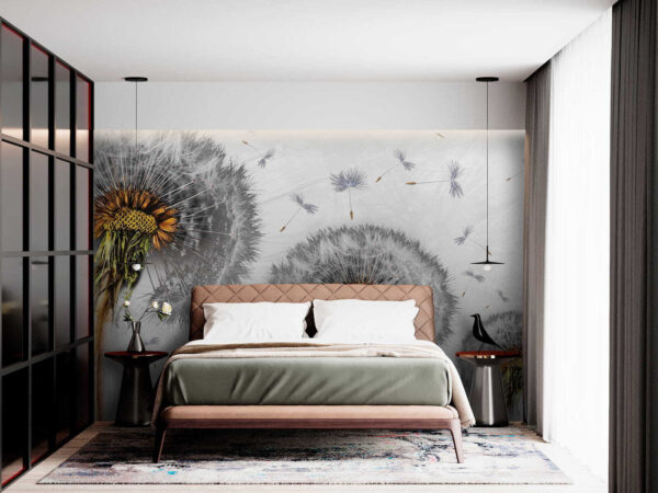 Wall murals Dandelions releasing seeds in the wind (SKU: u61442) Wall murals Wall murals Dandelions releasing seeds in the wind (SKU: u61442)