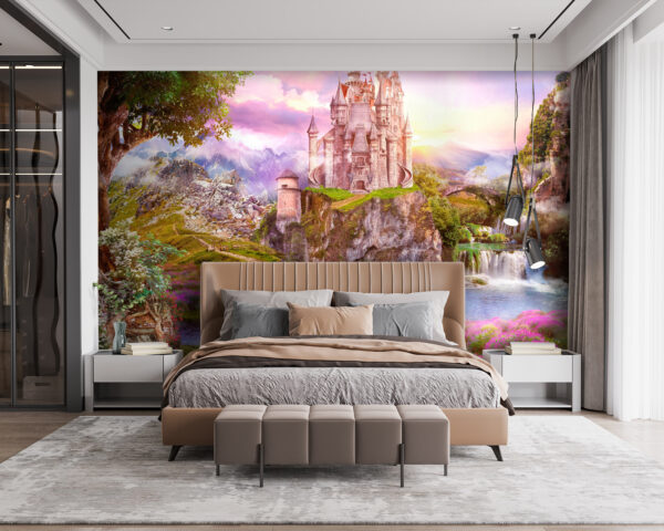 Enchanted castle in vibrant landscape Wall murals Enchanted castle in vibrant landscape