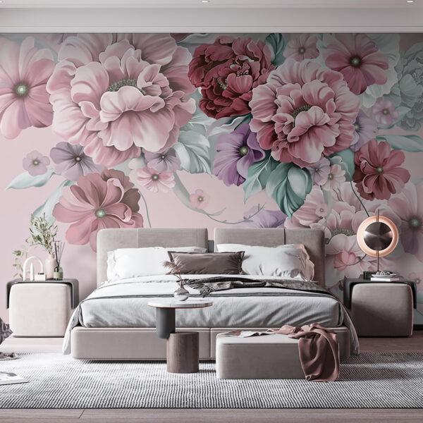 Wall mural Pastel blossoms in gentle harmony