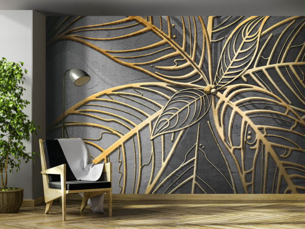 Intricate leaf design on a backdrop Wall murals Intricate leaf design on a backdrop