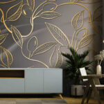 Wall murals Intricate leaf design on textured backdrop