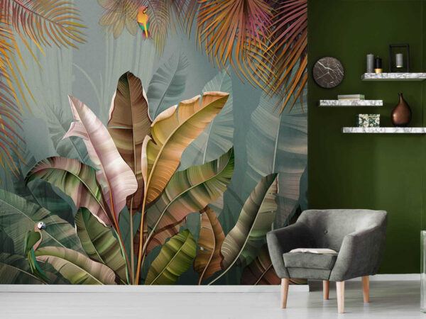 Tropical jungle with vibrant leaves Wall murals Tropical jungle with vibrant leaves
