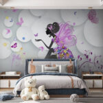 Wall murals White plate with a blue flower