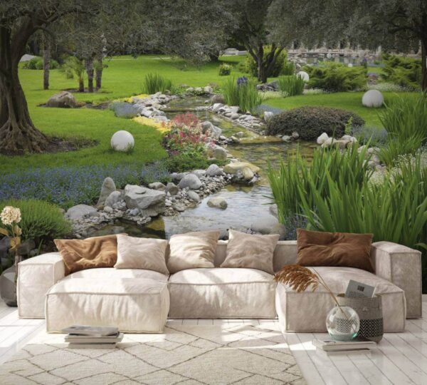 Stream running through a park Wall murals Stream running through a park