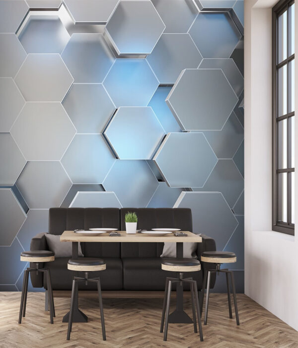 Hexagonal modern metallic pattern design Wall murals Hexagonal modern metallic pattern design