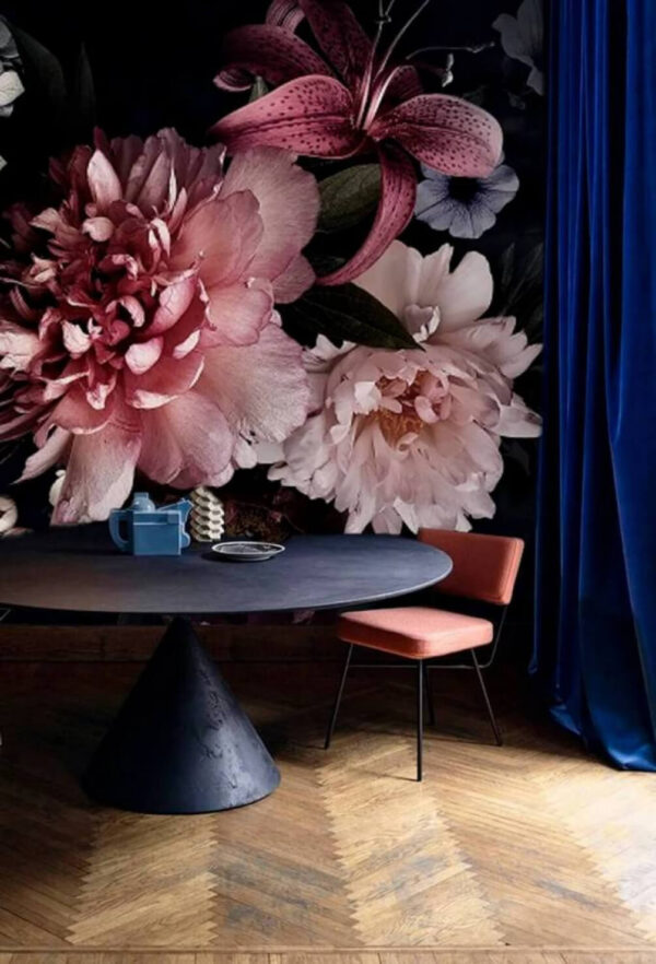 Vibrant blooms against dark background Wall murals Vibrant blooms against dark background