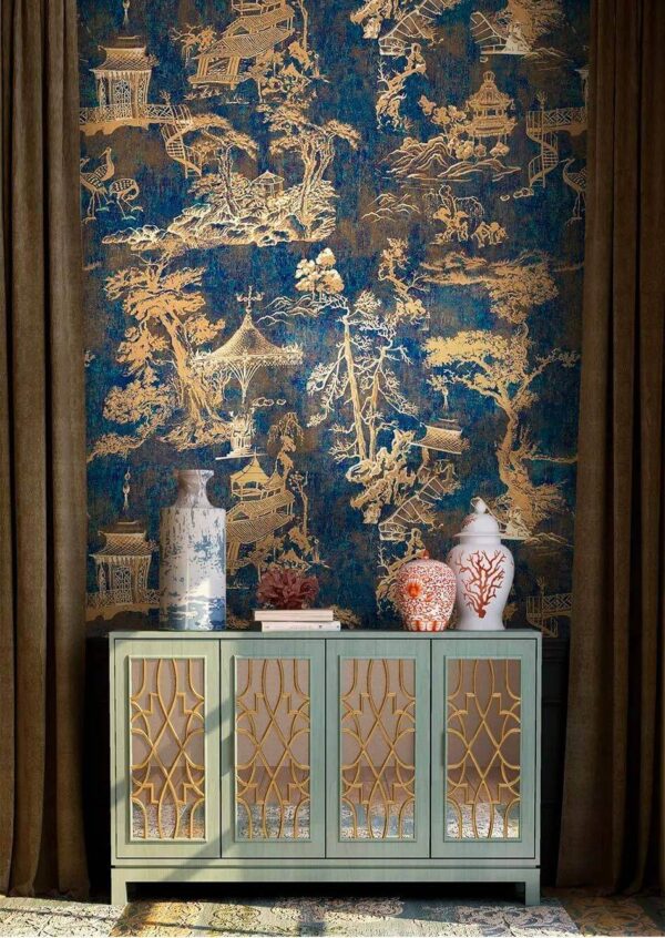 Intricate patterns on deep blue canvas Wall murals Intricate patterns on deep blue canvas