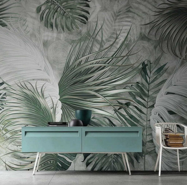 Tropical leaves with intricate patterns Wall murals Tropical leaves with intricate patterns