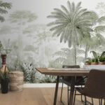 Wall murals Lush tropical greenery in detailed illustration
